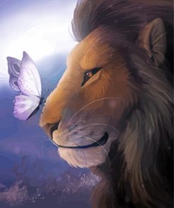 Side View Lion and Butterfly Paint By Numbers