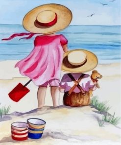 Siblings at the Beach Paint By Numbers