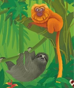 Sloth and Monkey Animal Friends Paint By Numbers