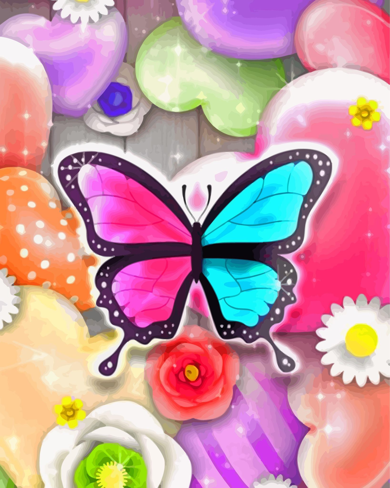 Finalizing the artwork with Colorful Butterfly Paint By Numbers
