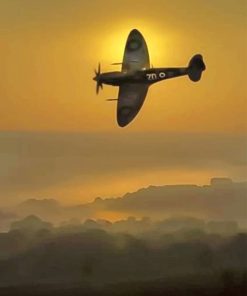 Spitfire Fighter Sunset Paint By Numbers