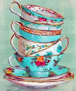 Vintage Teacups Paint By Numbers