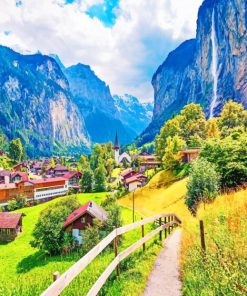 Staubbach Waterfall Scenery Paint By Numbers