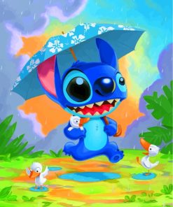 Stitch in Rain Animation Paint By Numbers
