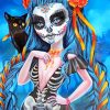 Sugar Skull Woman and Black Cat Paint By Numbers