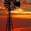 Windmill Sunset Silhouette Paint By Numbers