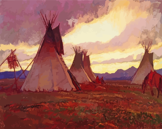 Completed Teepees in the Nevada Desert Artwork