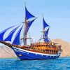 Blue Sail Ship Paint By Numbers