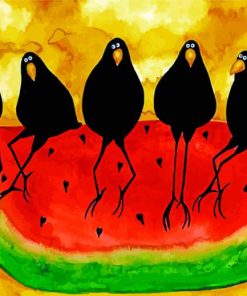 Crow-Themed Watermelon Art Paint By Numbers