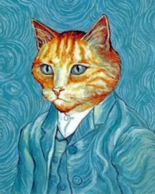 Finalizing Van Gogh Cat Aesthetic Paint By Numbers Artwork