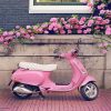 Vespa Scooter with Pink Flowers Paint By Numbers
