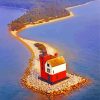 Round Island Lighthouse Seascape Paint By Numbers