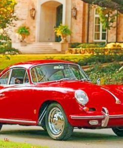 Vintage Red Car Aesthetic Paint By Numbers