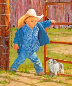 Little Cowboy Vintage Western Paint By Numbers