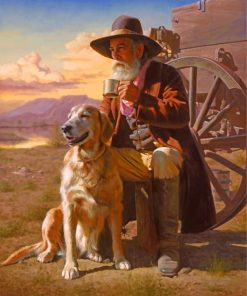 Western Cowboy and Dog Paint By Numbers