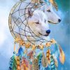 White Wolves Dream Catcher Paint By Numbers