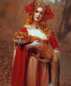 Forest Queen and Fox Paint By Numbers