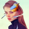 Woman with Bird Themed Paint By Numbers