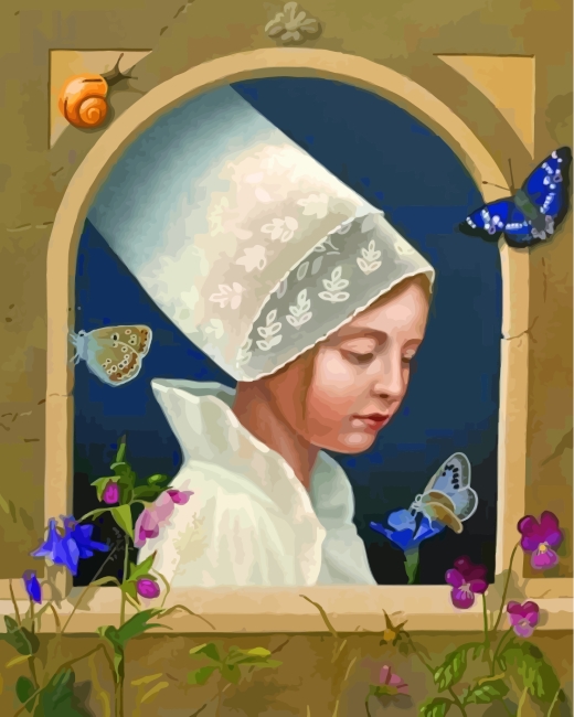 Finalizing artwork of Butterfly Woman Canvas