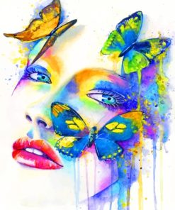 Colorful Butterfly Woman Paint By Numbers