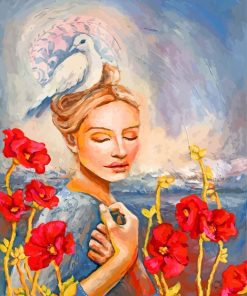 Woman and Pigeon Art Paint By Numbers