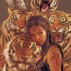Woman and Tiger Wildlife Paint By Numbers