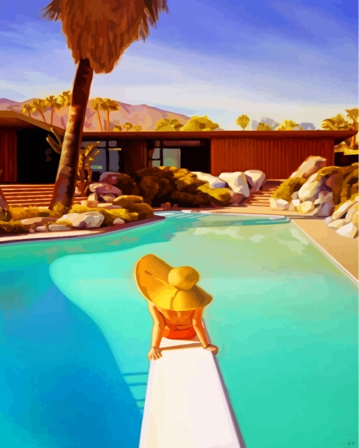 Finalizing the summer vacation poolside artwork