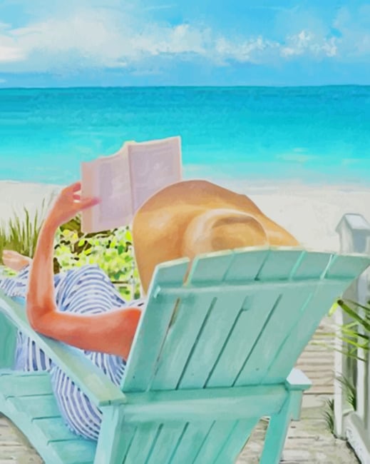 Finalizing Woman Enjoying Summer Book Paint By Numbers Artwork