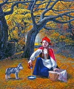 Feeding the Wolf with Red Riding Hood Paint By Numbers