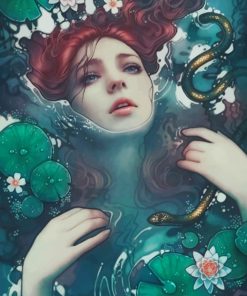 Woman and Lotus in Water Paint By Numbers