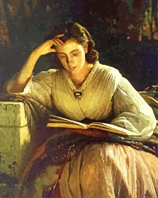 Finalizing Woman Reading Artwork
