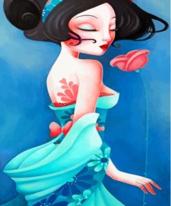 Cyan Aesthetic Woman Paint By Numbers
