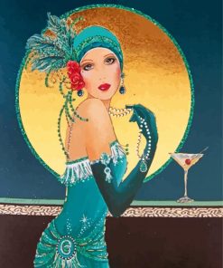 Green Deco Lady Paint By Numbers