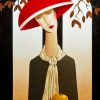 Vintage Woman Red Sunhat Paint By Numbers