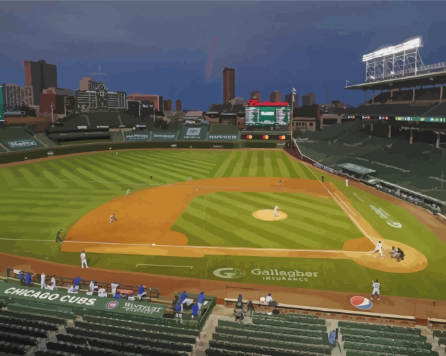 Finalizing the artwork with Wrigley Field Chicago Cubs Paint By Numbers