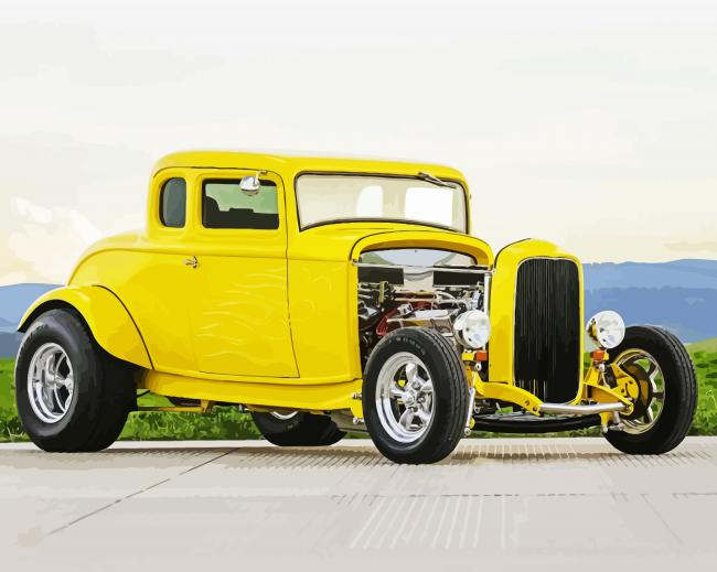 Finalizing Yellow Ford Coupe 1932 Painting